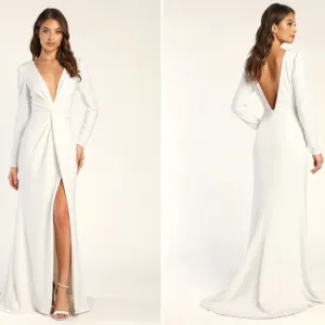 LULU's Bridal Wedding Chic Romantic Elegant Sexy Minimalist Mermaid Trumpet Gown