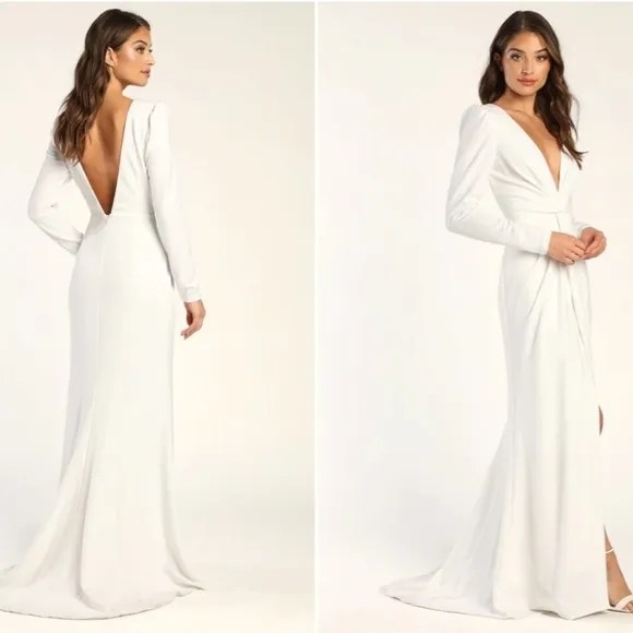 LULU's Bridal Wedding Chic Romantic Elegant Sexy Minimalist Mermaid Trumpet Gown