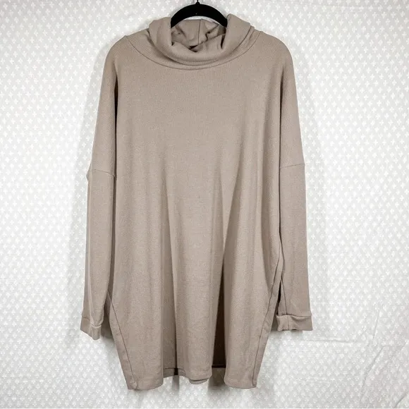Lulu’s Tan Ribbed Turtleneck Sweater Dress