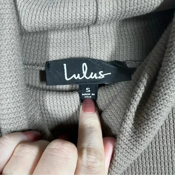 Lulu’s Tan Ribbed Turtleneck Sweater Dress