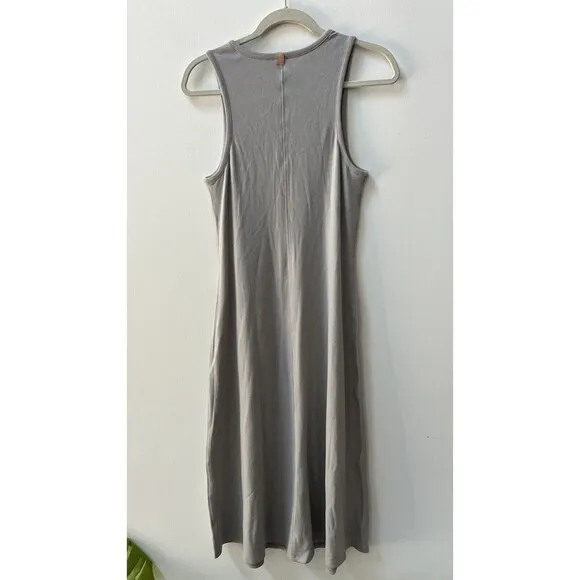 Lunya Gray Midi Comfort Dress Women’s Large Restore Fitted Minimalist Halter