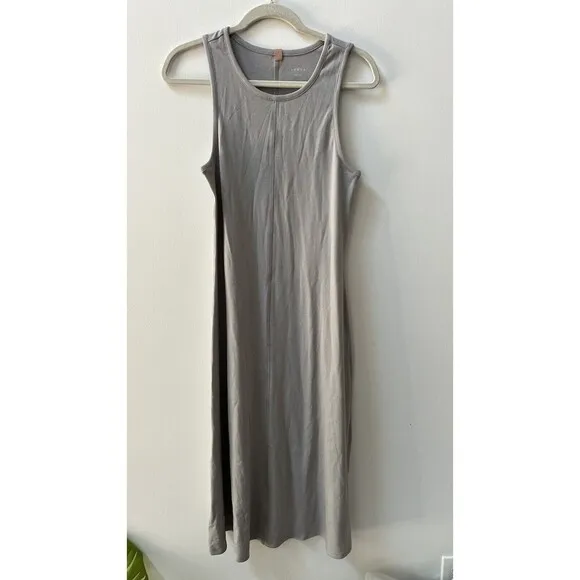 Lunya Gray Midi Comfort Dress Women’s Large Restore Fitted Minimalist Halter