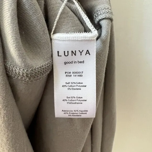 Lunya Gray Midi Comfort Dress Women’s Large Restore Fitted Minimalist Halter