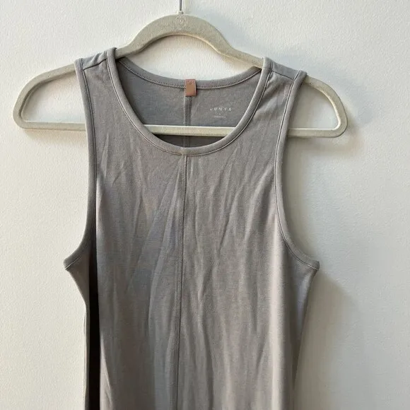 Lunya Gray Midi Comfort Dress Women’s Large Restore Fitted Minimalist Halter