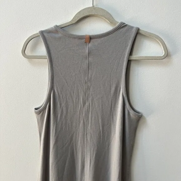 Lunya Gray Midi Comfort Dress Women’s Large Restore Fitted Minimalist Halter