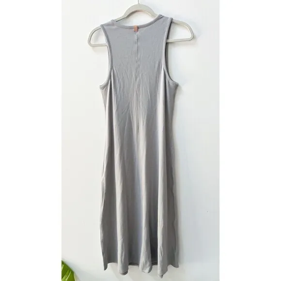 Lunya Gray Midi Comfort Dress Women’s Large Restore Fitted Minimalist Halter