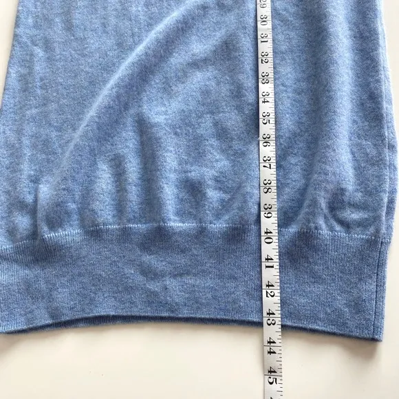 Lusso Cashmere Sweater Dress Knit Short Sleeve Blue Fitted Sz L NWT Luxury Soft