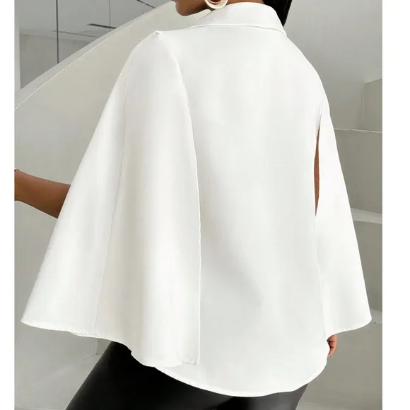 Luxe Open Front Cape Minimalist Jacket Blazer