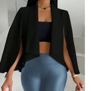 Luxe Open Front Cape Minimalist Jacket Blazer