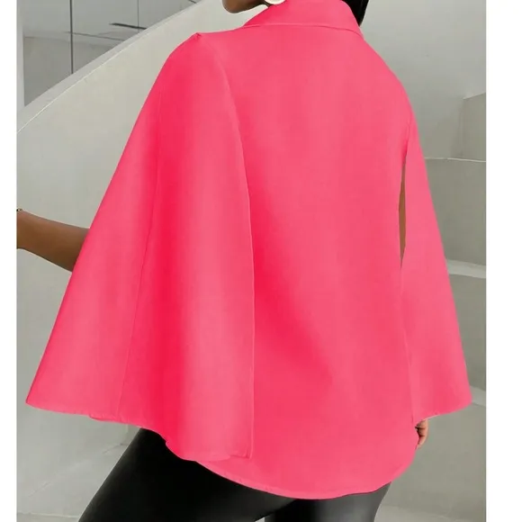 Luxe Open Front Cape Minimalist Jacket Blazer