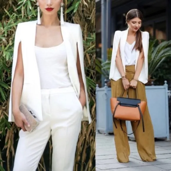 Luxe Open Front Cape Minimalist Jacket Blazer