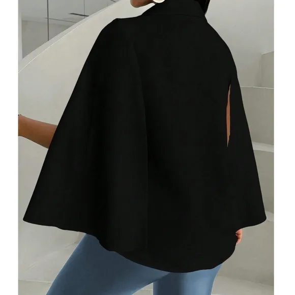 Luxe Open Front Cape Minimalist Jacket Blazer