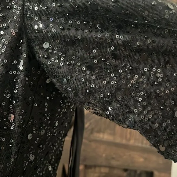 Luxury Bridal Formal Event Sequined Party Gowns Long Sleeve Party Gala Dress