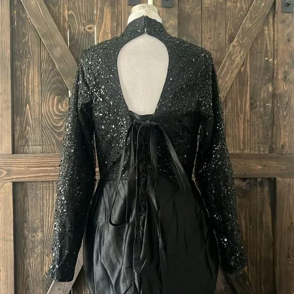 Luxury Bridal Formal Event Sequined Party Gowns Long Sleeve Party Gala Dress