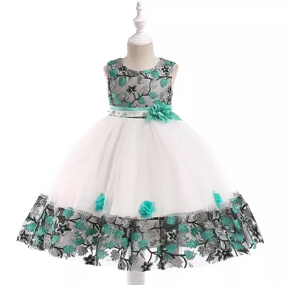 Luxury Embroidered Flower Girl 🌸 Princess Birthday Wedding Dress 5062