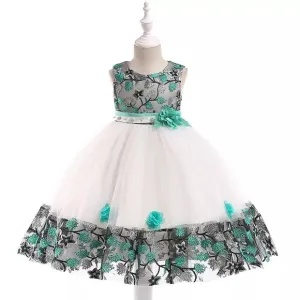 Luxury Embroidered Flower Girl 🌸 Princess Birthday Wedding Dress 5062