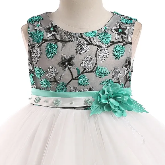 Luxury Embroidered Flower Girl 🌸 Princess Birthday Wedding Dress 5062