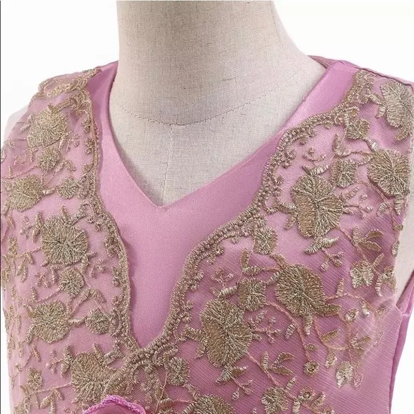 Luxury Embroidered Princess Piano Dress Flower Sparkly Dress 5051