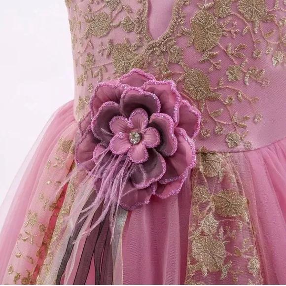Luxury Embroidered Princess Piano Dress Flower Sparkly Dress 5051