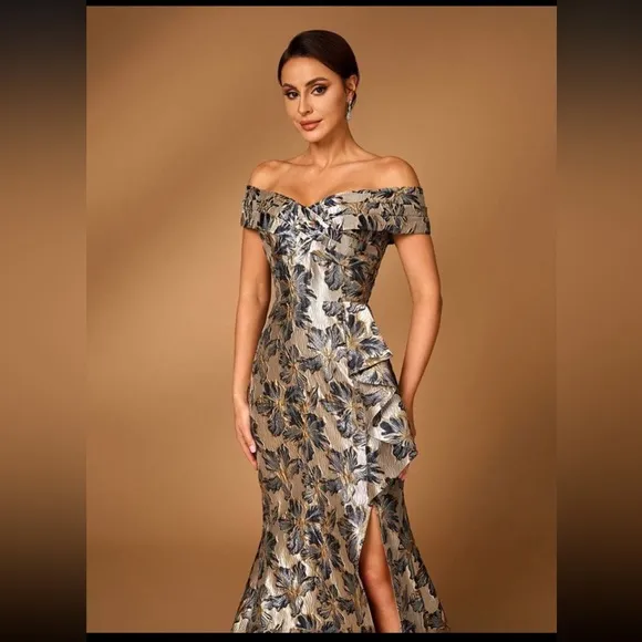 Luxury Floral Off-Shoulder Dress