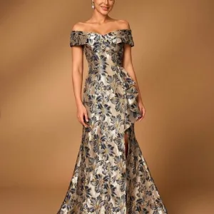 Luxury Floral Off-Shoulder Dress