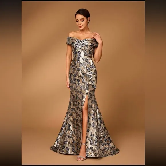 Luxury Floral Off-Shoulder Dress