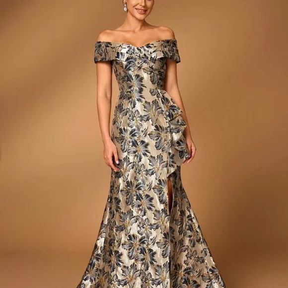 Luxury Floral Off-Shoulder Dress