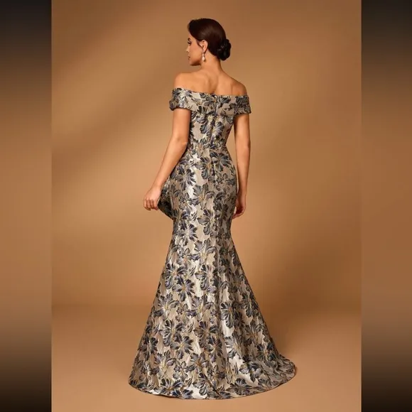Luxury Floral Off-Shoulder Dress