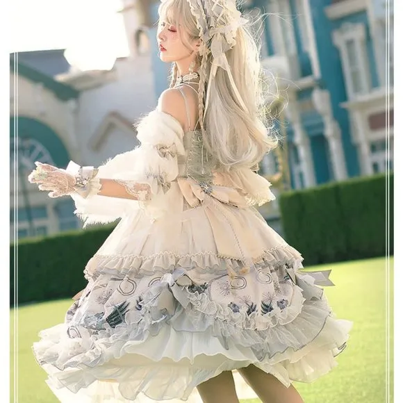 Luxury Lolita Dress,White Lolita dress,Princess Dress,Ruffle Dress,Costume dress