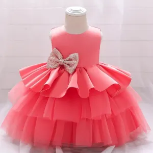 Luxury Sequined Bow Multi Layered Sparkly Dress Princess Special Occasion 5066