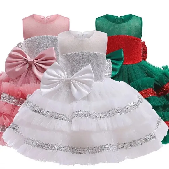 Luxury Sequins Bow Princess Birthday Party Dress