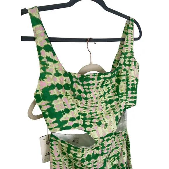 Maaji Bellarose Maxi Dress Tiered Boho Chic Beachy Coastal Vacation Green Size L