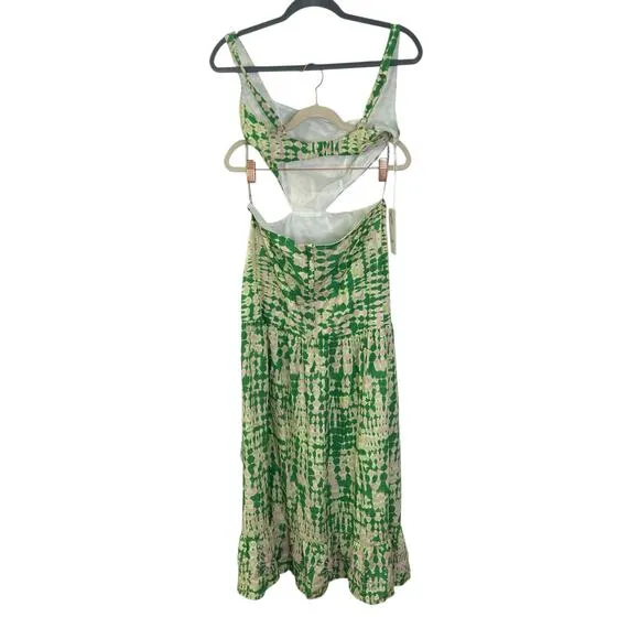 Maaji Bellarose Maxi Dress Tiered Boho Chic Beachy Coastal Vacation Green Size L