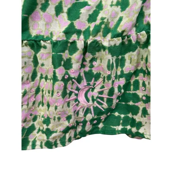 Maaji Bellarose Maxi Dress Tiered Boho Chic Beachy Coastal Vacation Green Size L