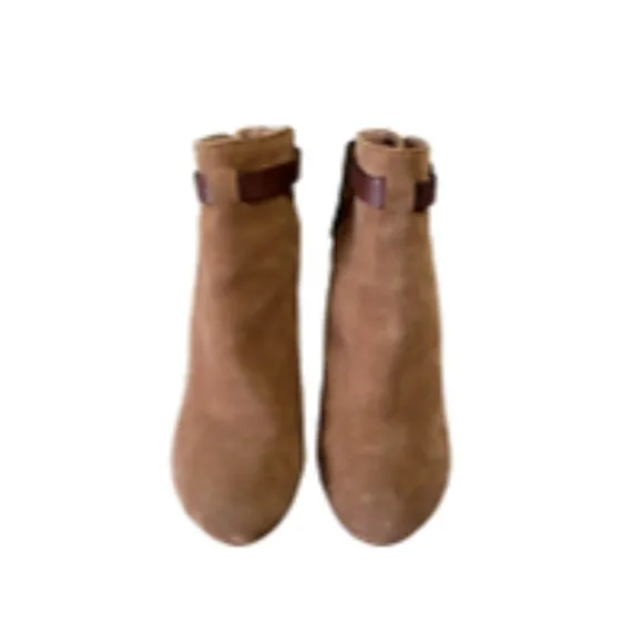 Madewell Brown Suede Leather Booties  Ankle Boots Heel Women's Size 9