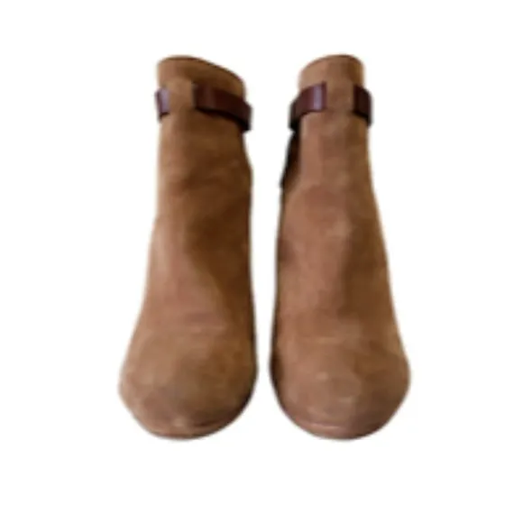 Madewell Brown Suede Leather Booties  Ankle Boots Heel Women's Size 9