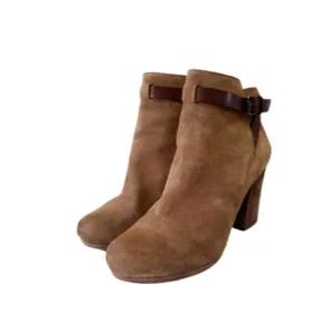 Madewell Brown Suede Leather Booties  Ankle Boots Heel Women's Size 9