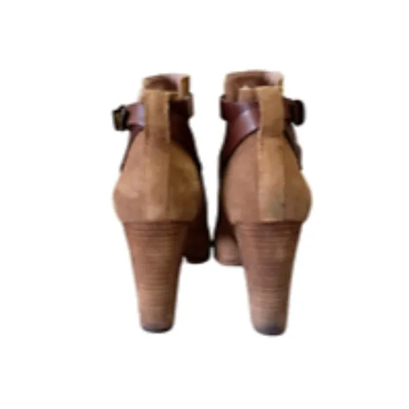Madewell Brown Suede Leather Booties  Ankle Boots Heel Women's Size 9