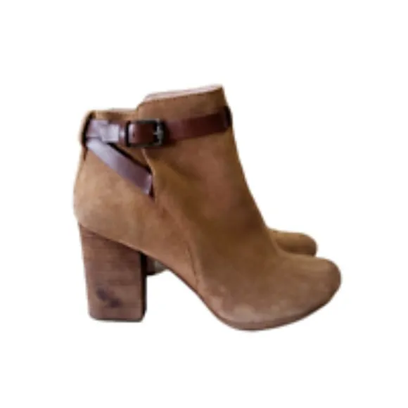 Madewell Brown Suede Leather Booties  Ankle Boots Heel Women's Size 9