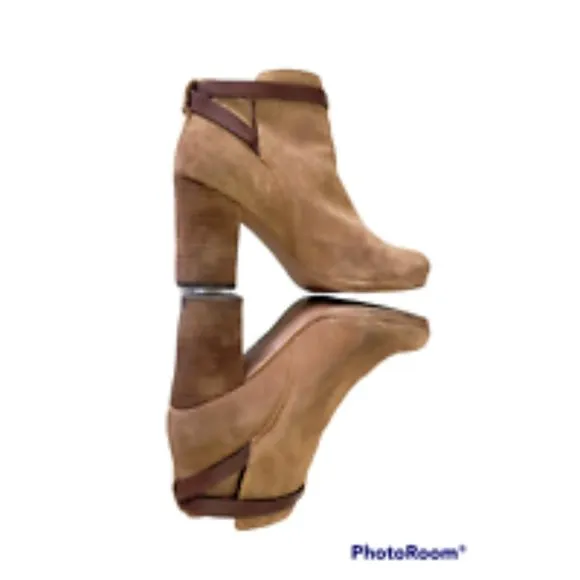 Madewell Brown Suede Leather Booties  Ankle Boots Heel Women's Size 9