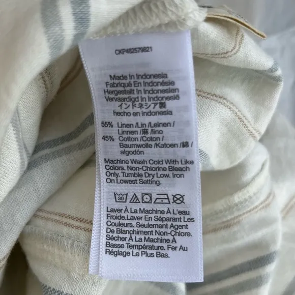 Madewell Linen Cotton Princess-Seamed Midi Dress White Size small  Stripe NWOT