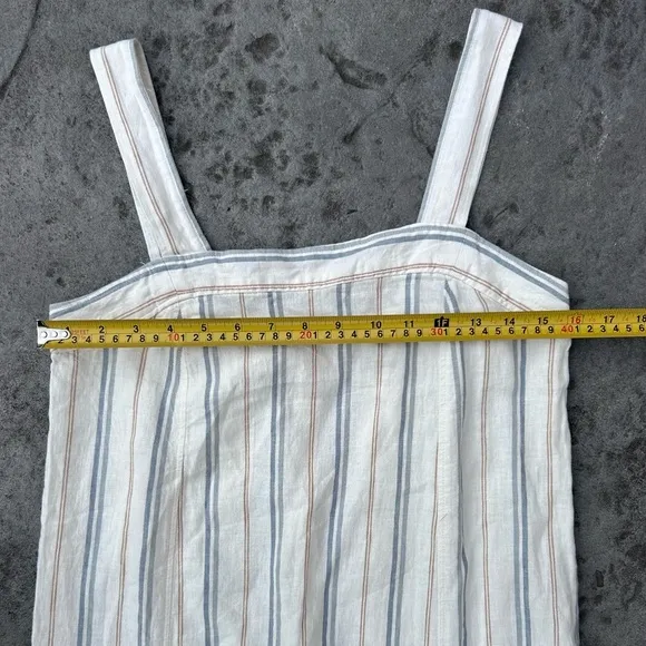 Madewell Linen Cotton Princess-Seamed Midi Dress White Size small  Stripe NWOT