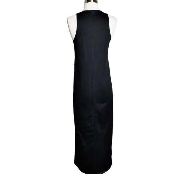 MADEWELL Maxi Dress Black Tank Sleeveless Minimalist Casual Cotton Round Neck 0