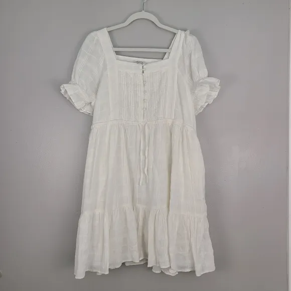 Madewell Peasant Minimalist Retro Classic Prairie Puff-Sleeve with Pockets Dress