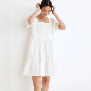 Madewell Peasant Minimalist Retro Classic Prairie Puff-Sleeve with Pockets Dress