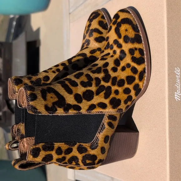 Madewell Reagan Leopard Calf Hair Women's Ankle Boots 6.5