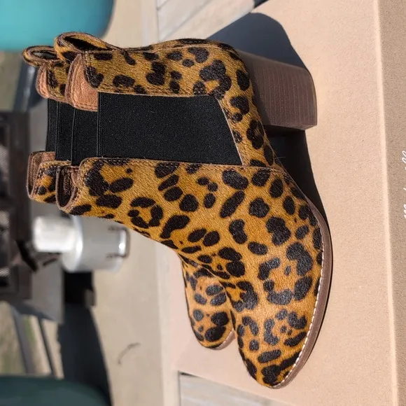 Madewell Reagan Leopard Calf Hair Women's Ankle Boots 6.5