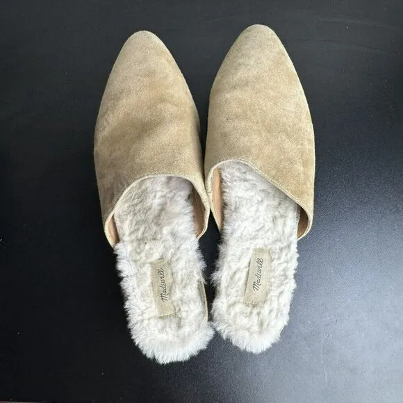 Madewell The Suede Kasey pointed Mule slide shearling lined womens 8 slip-on