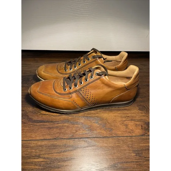 MAGNANNI 15745 Men's Brown Leather Low Top Sneakers Shoes US 10 Made in Spain