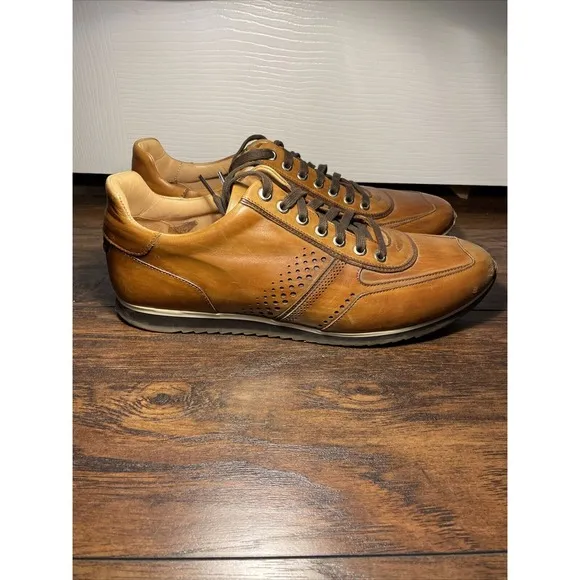 MAGNANNI 15745 Men's Brown Leather Low Top Sneakers Shoes US 10 Made in Spain
